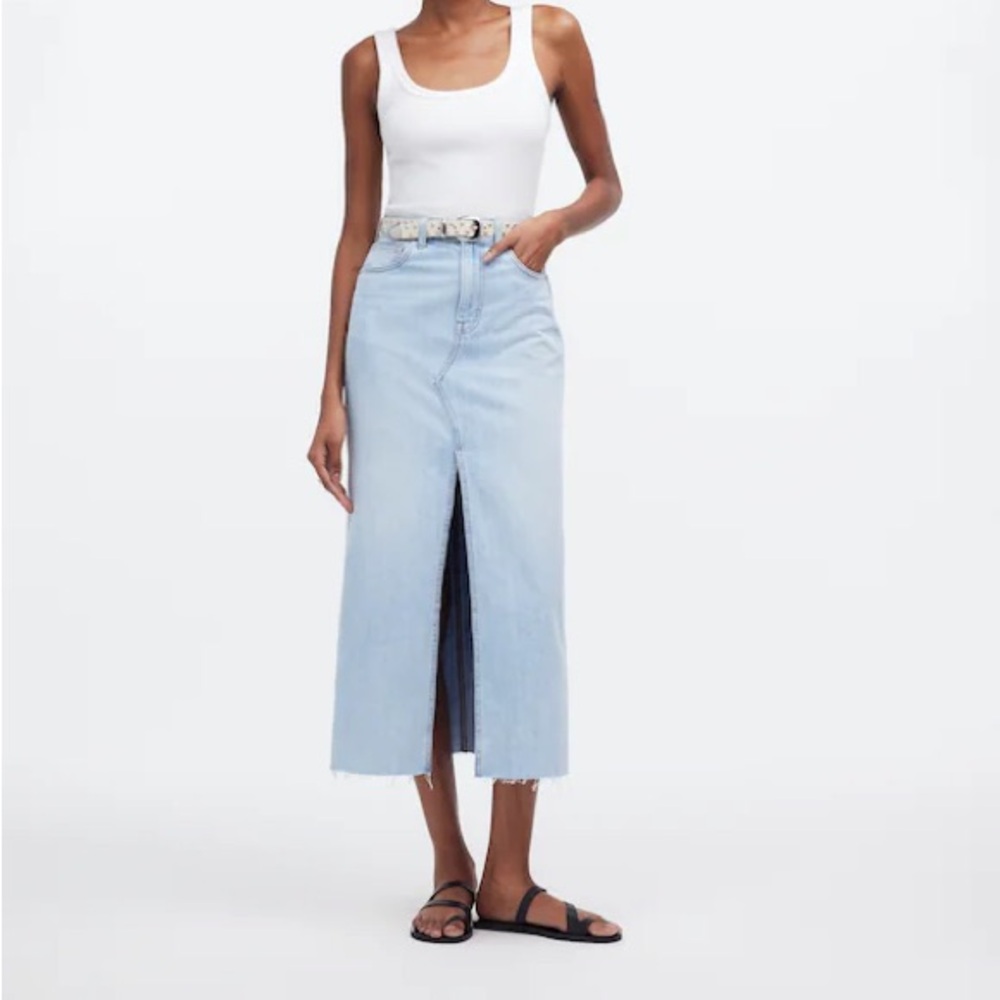 Madewell The Rilee Denim Midi Skirt Size 27